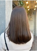 シンプルストレートレイヤーロングイメチェングレーベージュ立川