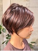 大人かわいいショート/40代50代60代70代/ブラウン