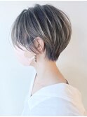 【morio原宿】ショート　ハイライトカラー　グレージュ