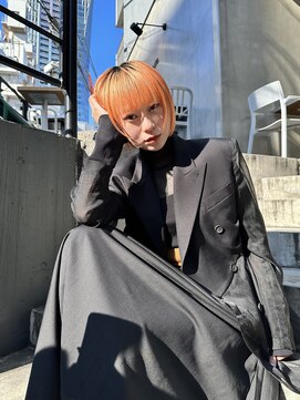 フラム 渋谷(flamme) ハイトーンボブ◎ペールオレンジ