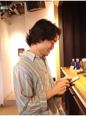 ミディアムレイヤーパーマボブ　メンズパーマ/池田裕和