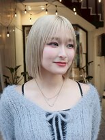 ヘアプレイスソル (HAIR PLACE SoL)&nbsp;ミルクティーブロンド/コンパクトボブ/シンプルボブ