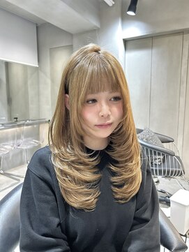 ロンドクロエ 横浜(Lond Chloe) ミルクティーベージュ/レイヤー/韓国巻き/顔周りカット/横浜