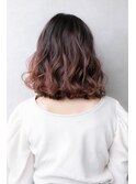 美髪ピンクグラデーションカラー外巻きパーマY越谷20代30代40代