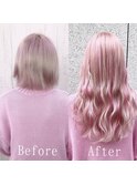 ミルキーピンク#シールエクステ#ナチュラルピンク#小顔ヘア#大須