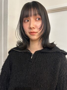 パーク 福岡天神西通り店(parc) グレージュ 顔周りレイヤー くびれヘア 透明感カラー ミニウルフ