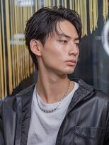 小久保styleフェザーパーマグレーブルーカラー刈り上げショート