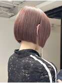 ボブ/ミニボブ/ピンク/コーラルピンク/ケアブリーチ/20代