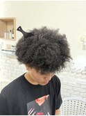アフロ針金パーマ特殊パーマ海外風ヘアスパイキーショートアフロ