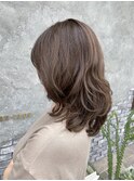 アッシュブラウン×パーマ風カール