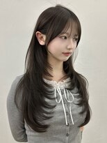 ライン(LINE)&nbsp;韓国風/レイヤー/前髪カット/オリーブ/透明感/ハッシュカット