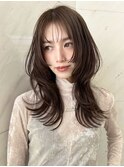 顔周りハッシュカットミディアムレイヤーカット髪質改善表参道