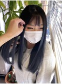 デニムブル/ストレートヘア