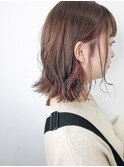 ☆ピンクベージュインナーカラー×デザインカラーボブディ☆