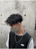 ツイストパーマ×短髪×アップバング