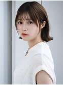 ◯流し前髪ぱっつん前髪くびれボブパーマレイヤーカットミニボブ