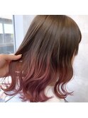チェリーピンクのグラデーションカラー/波ウェーブ