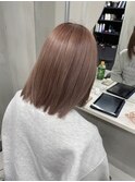 #ピンクベージュぷつっとボブ