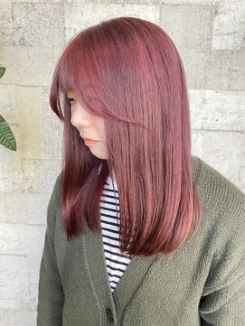 リサ グランシェ(RISA granche) ダブルカラー チェリーレッド ミディアム 顔周り