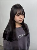 暗髪ラベンダーブラウン×顔周りカット