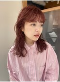 小川/ブリーチなしwカラーピンクオレンジパーマ風セット