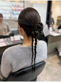 韓国ヘアロングレイヤーカットミルクティーベージュ前髪カット