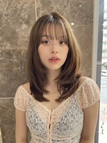 ハニーシブヤ(HONEY shibuya)&nbsp;レイヤー/バタフライカット/ヘーゼルベージュ/ぱっつんバング3