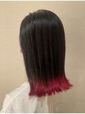 ワインレッドの裾カラー
