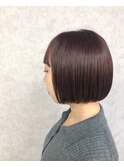 切りっぱなしミニボブ レッドブラウン