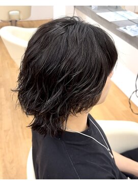 ビカム 名駅(become) 【メンズ前上がりボブ】緩めスパイラルパーマメンズミディアム