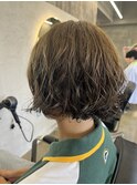 (北谷)ボブパーマにカーキベージュで可愛さ、オシャレを+！