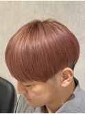 熊本メンズヘア 刈り上げマッシュ ピンクベージュ ハイトーン