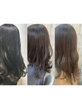 豊富なカラー商材であなたの髪に合わせた施術をご提供。オシャレを楽しむ白髪染めはお任せください♪