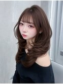 小顔へア 顔まわり 黒髪 オリーブグレー ココアベ ージュ