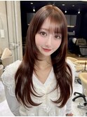 20代30代ハッシュカット前髪顔周りレイヤー艶髪ウォームベージュ