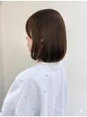 オリーブベージュ×ボブ