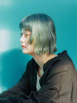 エイル 上大岡店(aile) ハイトーンブリーチカラーグリーンボブ[上大岡/上大岡駅]