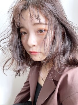 アルバム 銀座(ALBUM GINZA) ふわふわボブ_外ハネボブセクションカラーペールベージュ_48896