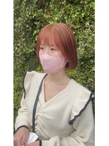 ソイルアヴェダ(Soil AVEDA)&nbsp;韓国風レイヤーボブブリーチなしピンクオレンジ