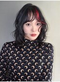 ピンクヘアーウェーブパーマ透明感カラーイメチェン前髪_F0383