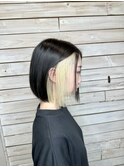 顔まわりインナーカラー×タイトボブ