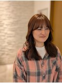 ミディアムレイヤーブラウンカラーブリーチなしカラー20代30代