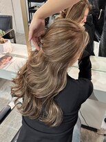 ブレンド 渋谷(BLend)&nbsp;ハイライトカラーくびれヘアアプリコットオレンジ