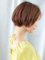 ドクターズ サロン ラブ(Dr's Salon LAB) アシンメトリー小顔オレンジブラウンミニボブf古河20代30代40代