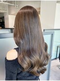 グレージュカラー美髪レイヤーロングカーキベージュ_ba491911
