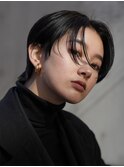 切りっぱなしミニボブショートレイヤー前下がりイルミナ前髪なし