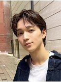 センターパート曲がる縮毛矯正フェザーパーマ銀座一丁目