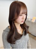 シアーベージュレイヤーカット韓国巻き