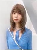 くすみベージュ透明感カラーウルフレイヤーロング_ba537812