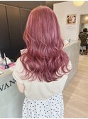 ＜ダブルカラーでチェリーレッド＞×ほつれウェーブ韓国風